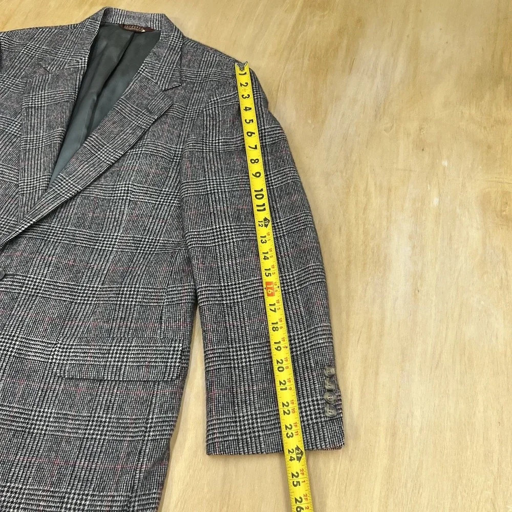 Vintage Nordstrom Camel‎ Hair Blazer Mens 40R Classic Fit Beige/Black/Red Plaid
